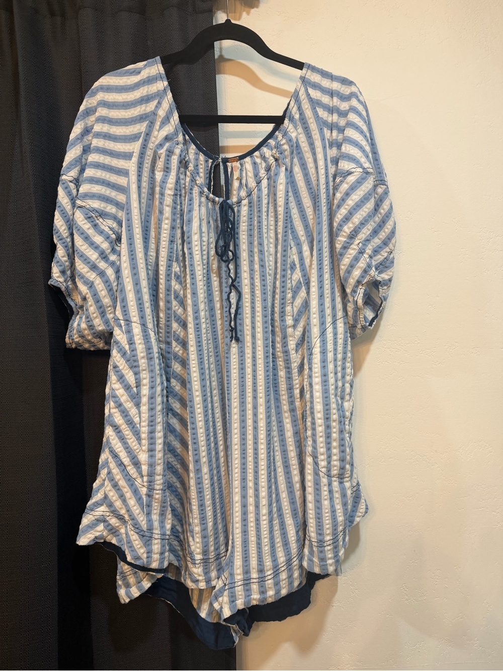 Free People Blue & White Striped  romper